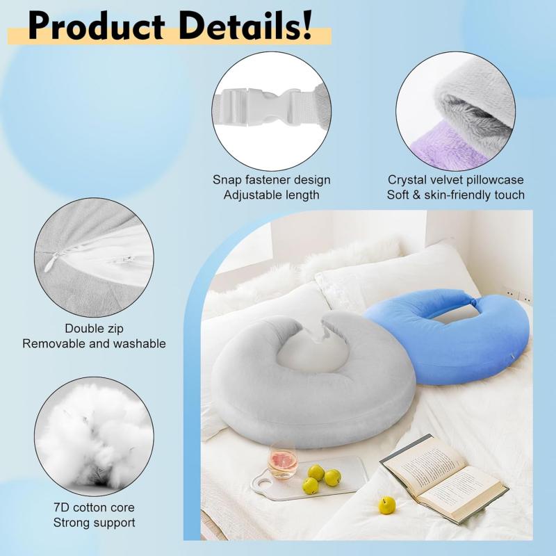 Gaming Pillow Ergonomic U-Shaped Lap Pillow with Elbow Rest for Adults & Kids, Arm Support Pillow for Crocheting, Reading