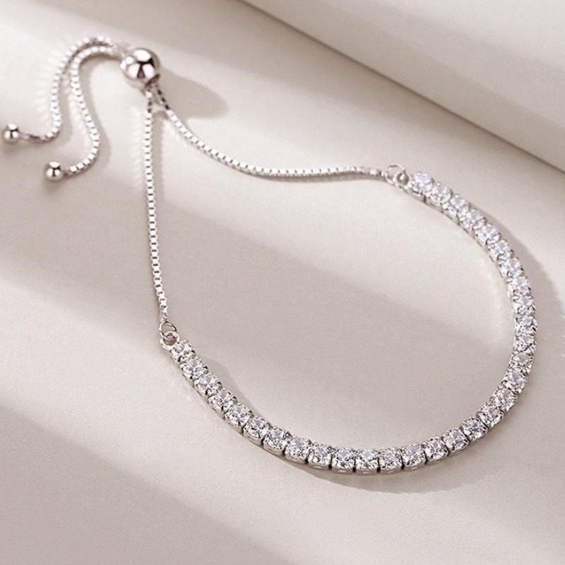 Silver Color Inlaid Zircon Bracelet for Women New Fashion Elegant Tennis Chain Party Jewelry Gifts