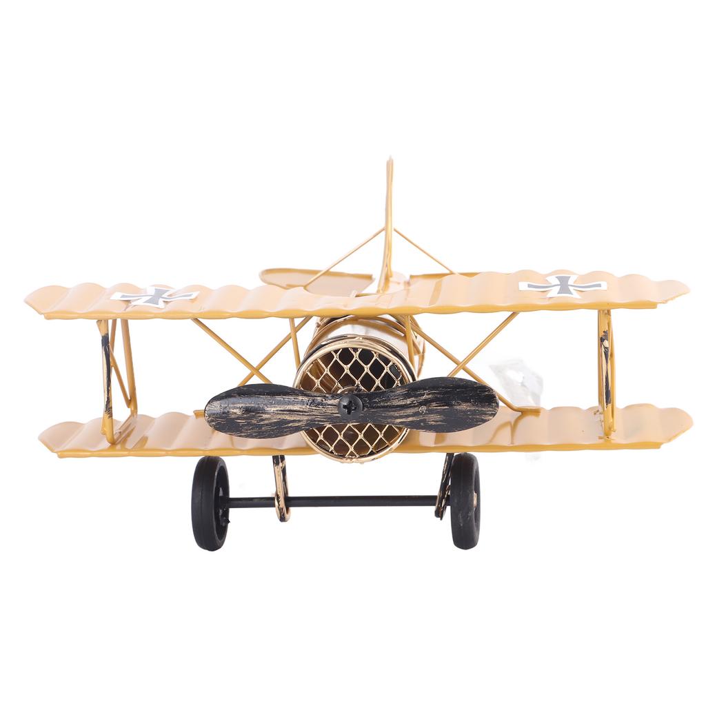 Retro Airplane Model Delicate Vintage Biplane Handicraft for Home Decoration Cafe Ornament