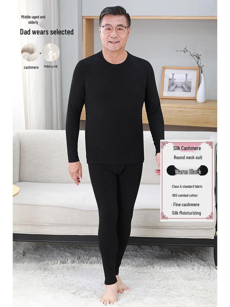 Cashmere Elderly Warm Set: Cozy Autumn/Winter Underwear Gift for Mom & Dad with Plus Velvet