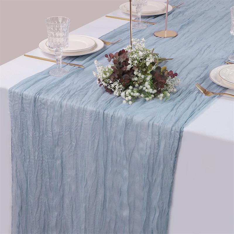 

90*300cm Table Runner, Pleated Bohemian , Balinese Yarn Tablecloth, Wedding Party Decoration One Size синий