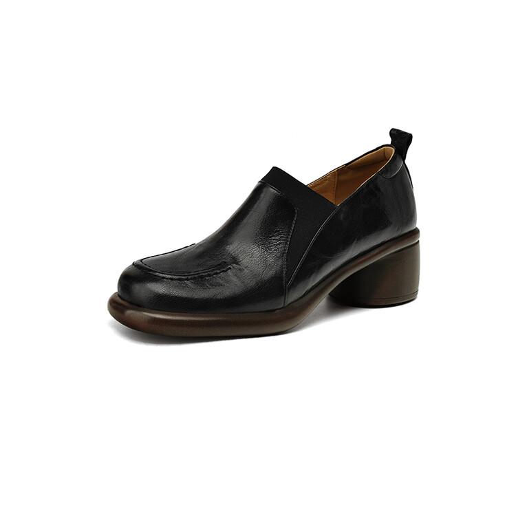 

Мода Новая Осень Натуральная Кожа Женские Туфли Мода Круглый Носок Обувь для Женщин Массивный Каблук Лоферы Zapatos De Mujer Женская Обувь Коричневый 36