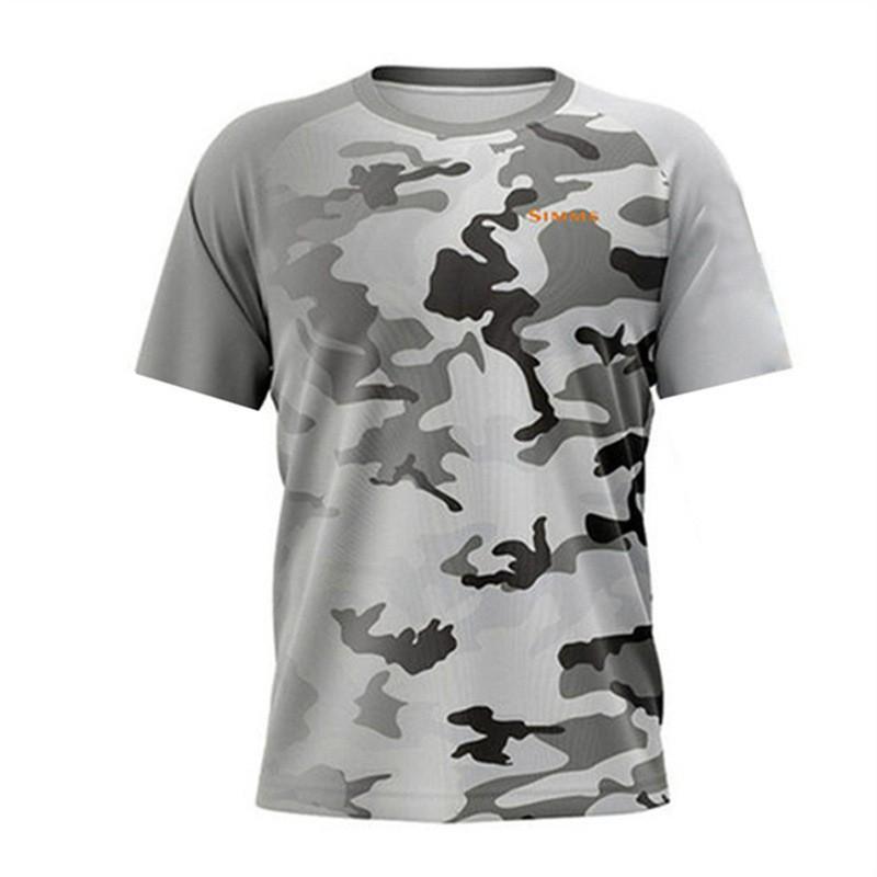 SIMMS Fishing Clothes Camo Sunblock Outdoor Luya Short-sleeved Sweatshirt Breathable T-shirt Top