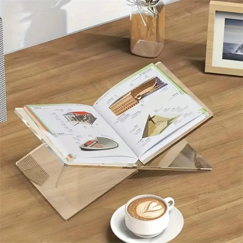 Acrylic X-Shaped Book Holder Stand for Cookbook Recipe Menu Storybook - Display Rack for Ball Opening Reading Books
