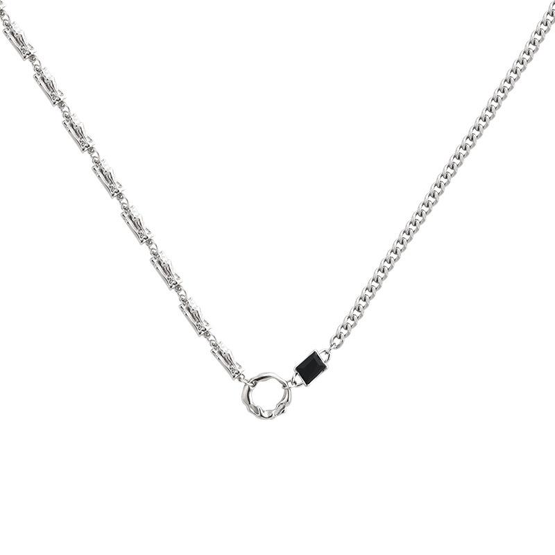 Unisex Irregular Zircon Circle Necklace - Hip Hop Clavicle Chain