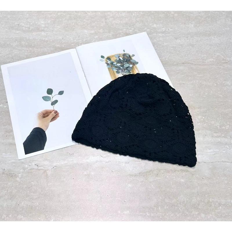 Pile Hat Women's Summer Knitted Empty Lace Flower Baotou Hat Fashion Versatile Casual Show Small Face