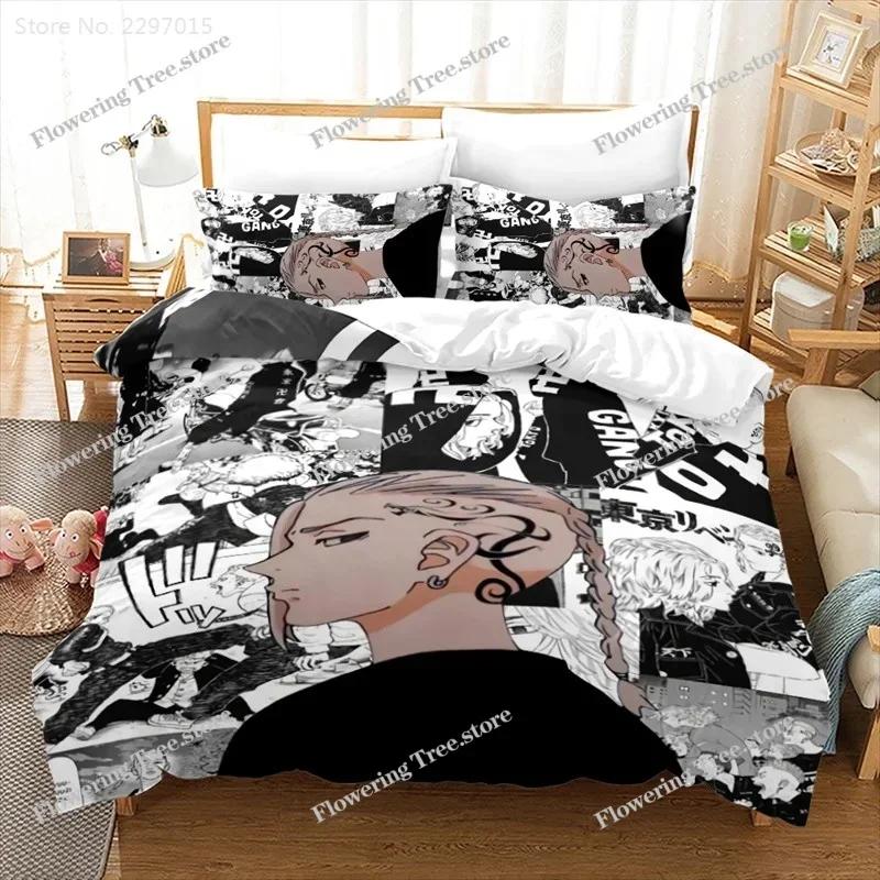 Anime Tokyo Revengers Duvet Cover Sets with Pillowcase Draken Ryūgūji Ken Mikey Sano Manjirō 3d Bedding Set Twin Queen King Size