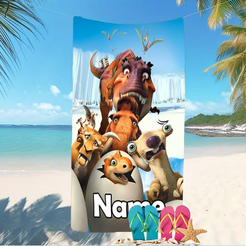 Personalisierbare Strandtücher mit Designs zum Thema Ice Age – Die Entstehung der Dinosaurier. Geeignet für den Strand, Yoga, Sport.;ideal als Strandzubehör