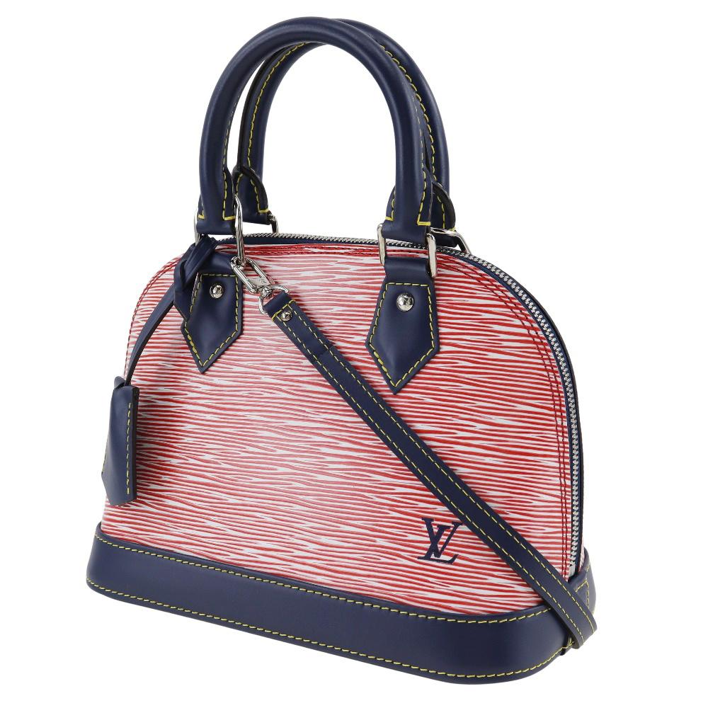Louis Vuitton Alma BB Handbag M54548 Epi Denim 2WAYShoulder Red / Dark Blue Epi Leather Women Used