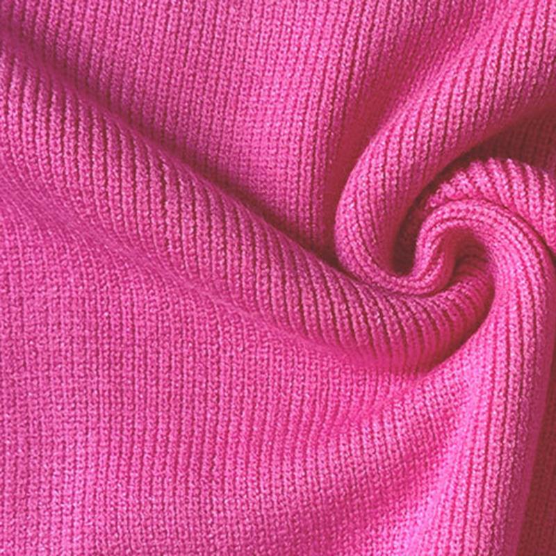 Ladies Autumn Winter Lantern Sleeve Round Collar Pullover Warm Solid Color Knitted Sweater Knitwear Top