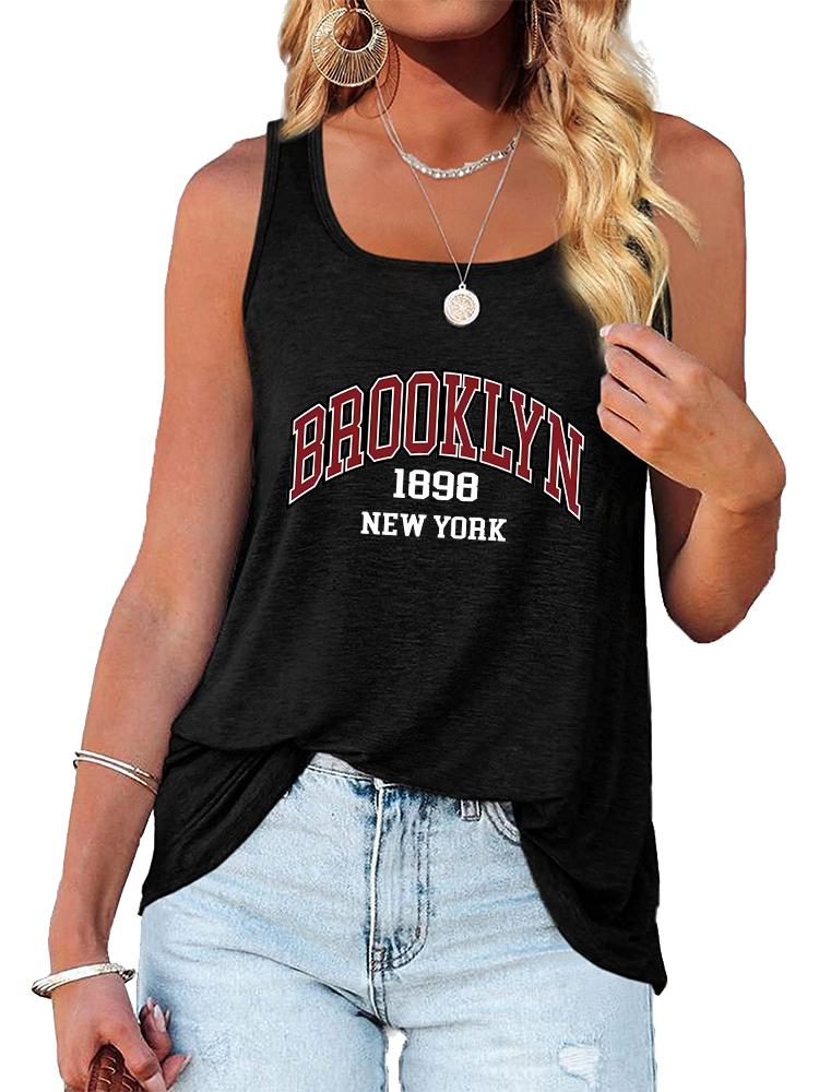 

Women Fashion Print Sleeveless Top Summer Casual Loose Tank Top XXL чорний