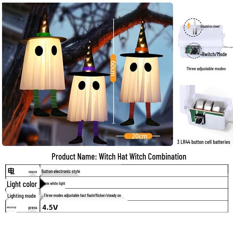 Halloween Ghost & Pumpkin Light Pendant: Luminous Ornaments for Haunted House & Party Decor