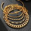 5Pcs/Set Stainless Steel European and American Cross-border Fashion Trend Paperclip Cuban Chain Bracelet Multi-layer Snake Bone Chain Bracelet