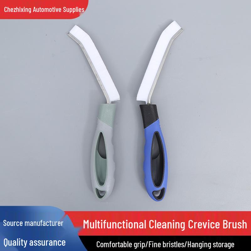 

Interior & Exterior Car Detailing Brush Set: Sickle Brush & Crevice Tool for Wheels, Door Seams, and Engine Cleaning сірий колір
