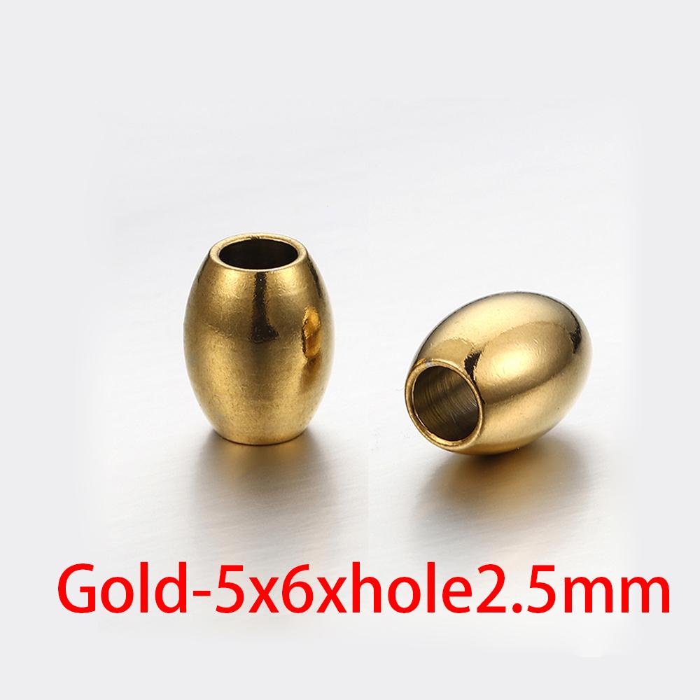 20pcs Stainless Steel Gold Color Oval Cylinder Spacer Loose Bead for DIY Bracelets Necklace Jewelry Making Beads Charm