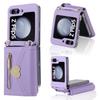 Applicable To Samsung Z Flip7 Mobile Phone Case Z Flip6 Solid Color Love Zipper Wallet Insert Card Oblique Span Protective Case