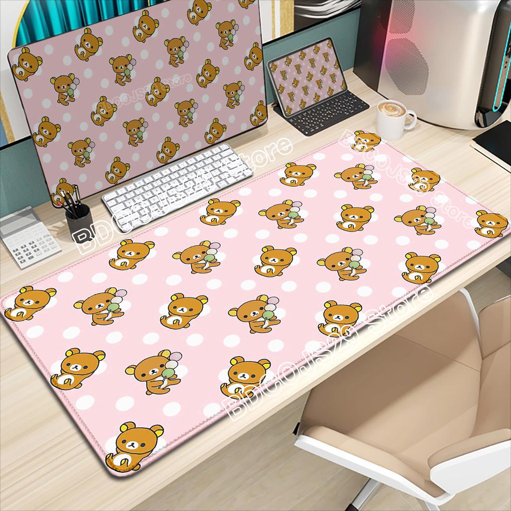 Lovely Kawaii Cartoon Mouse Mat Pink Rilakkuma Office Computer Desktop Mouse Pad Anime Gaming Cute Mousepad Nonslip Table Mat