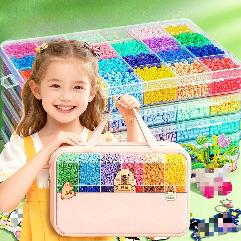 24/48/72/96-Color Perler Beads Kit Complete DIY Craft Set with Boards Tweezers Ironing Paper for Melting Bead Art