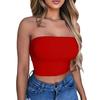 Women Sexy Solid Color Strapless Cropped Mini Bustier Slim Elastic Tube Top