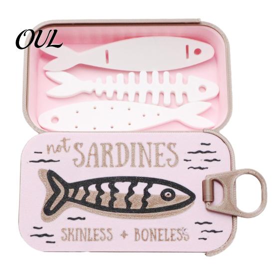 Skurriler Schmuckbehälter Sardinendose mit Fischgräte, PLA Kompakte Größe Vintage Dekorative Kosmetiktisch-Accessoire-Aufbewahrung, Tragbare Aufbewahrung