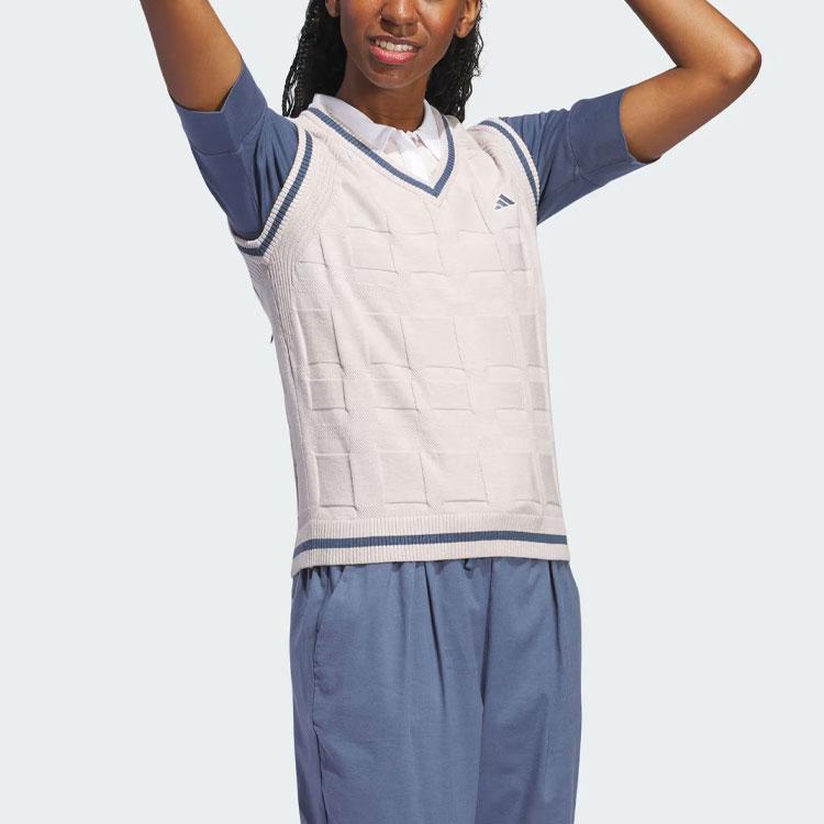 Adidas Go-To Sweater Vest Striped Color Block V-Neck Knit Vest Women Tops Oil-Grey-Purple IP4194