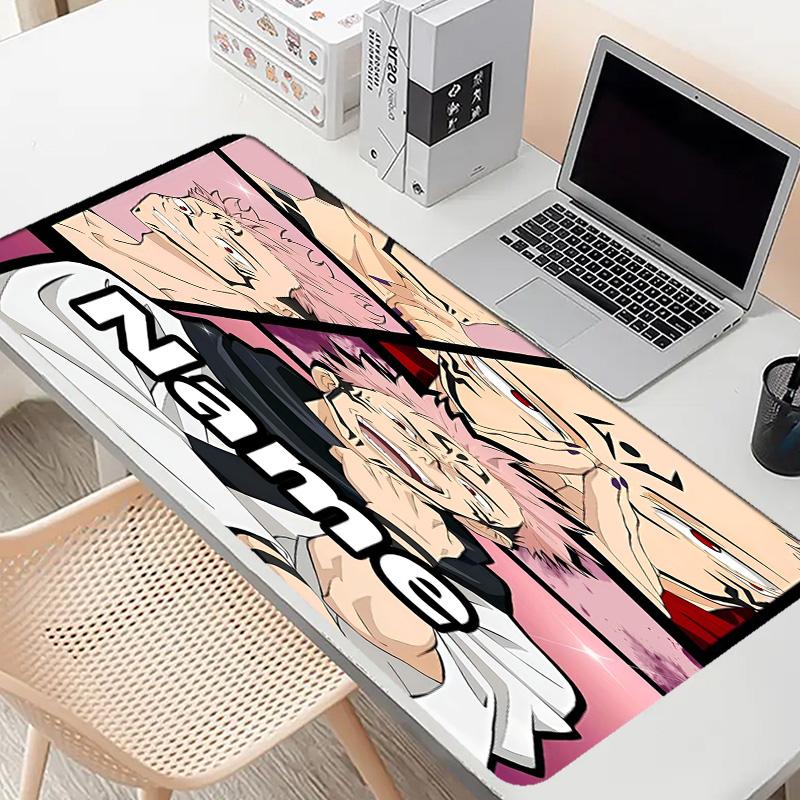 Personalizowana podkładka pod mysz z motywem Jujutsu Kaisen z imieniem, Mata na biurko do laptopa PC, Dekoracyjna mata na biurko do domu, Podkładka pod klawiaturę, Prezent