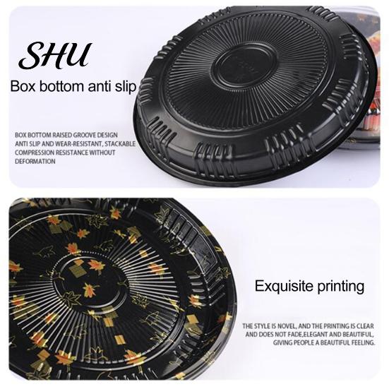 Buffet Tray with Transparent And Anti-fog Cover 10Pcs Round Sandwich Platter Trays Lids Clear Pattern Durable Food Storage Lid Printed Food-grade