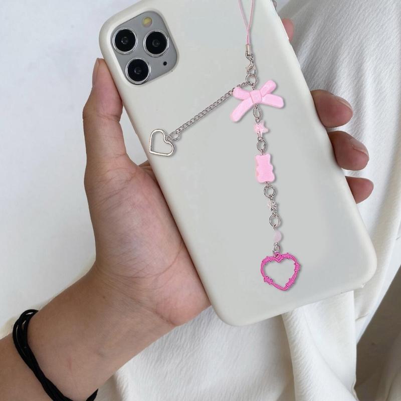 Bowknot Phone Chain Pink Phone Charm Bowknot Bag Accessory Bag Ornament Phone Pendant Acrylic Material for Phone Bag