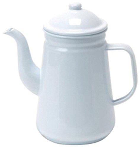 Posh Living Enamel Coffee Pot, 1.2L, White, 624W, 20 X 12 X 21cm, 9.5cm Bottom Diameter
