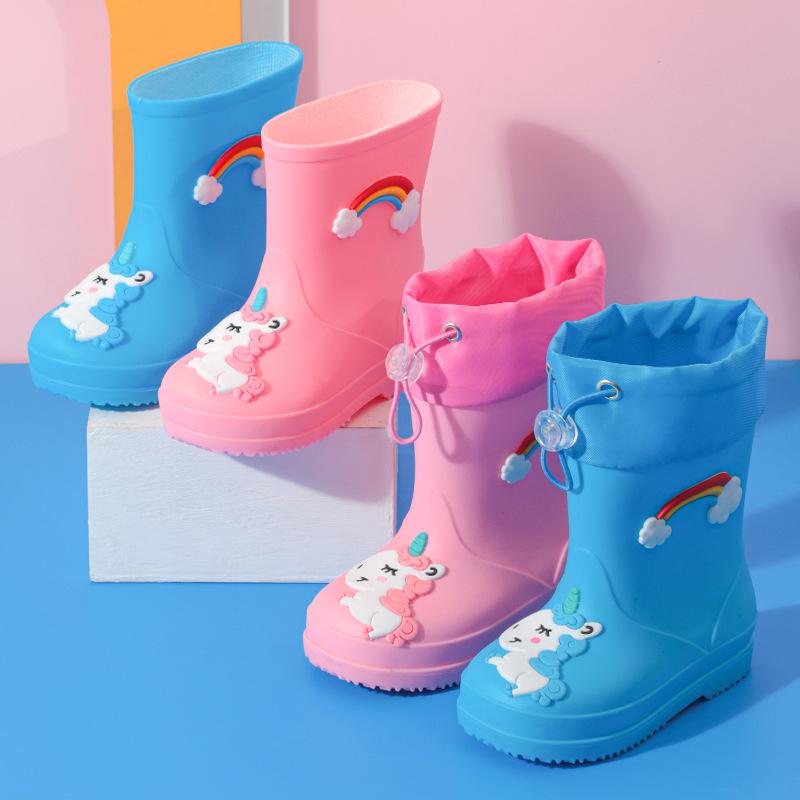 Cartoon Kids' Waterproof Non-Slip Rubber Rain Boots for Toddlers & Children
