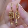 Retro Design High Sense Geometric Earrings, New Trendy Temperament Square Zircon Ear Buckle Internet Celebrity Earrings