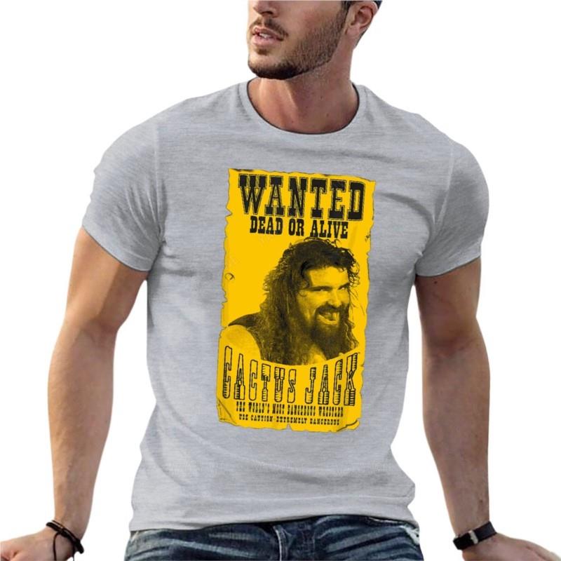 Cactus Jack Wanted Dead Or Alive Mankind Mick Foley T-shirt Oversize per Abbigliamento Uomo Manica Corta Streetwear Top Taglie Forti