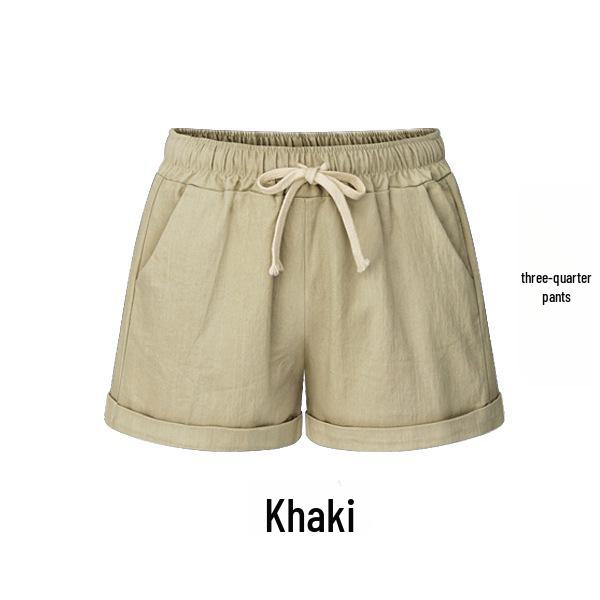 Women's Plus Size Summer Cotton Harem Shorts - Loose, Wide-Leg Three-Quarter Pants