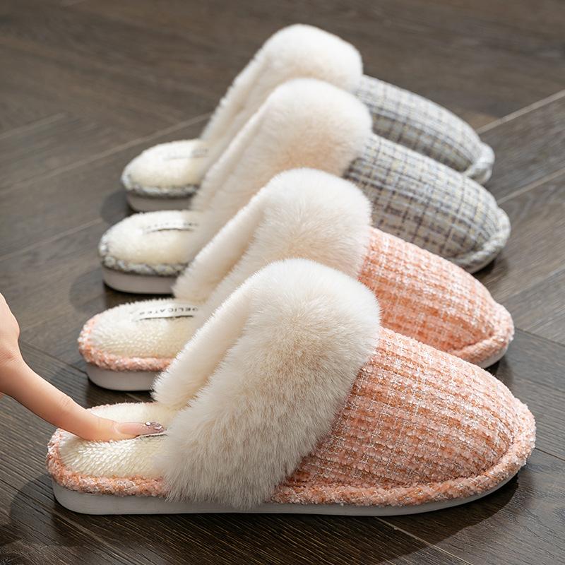 Cixi cotton slippers women winter spring and autumn indoor home use warm non-slip home Cixi winter plush men