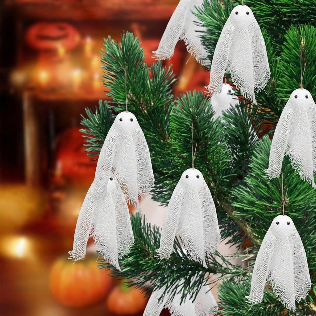 These 3.5 Rustic Cloth Ornaments Add Eerie To Halloween Decor. Perfect For Trees, Mantels, Or Haunted House Parties