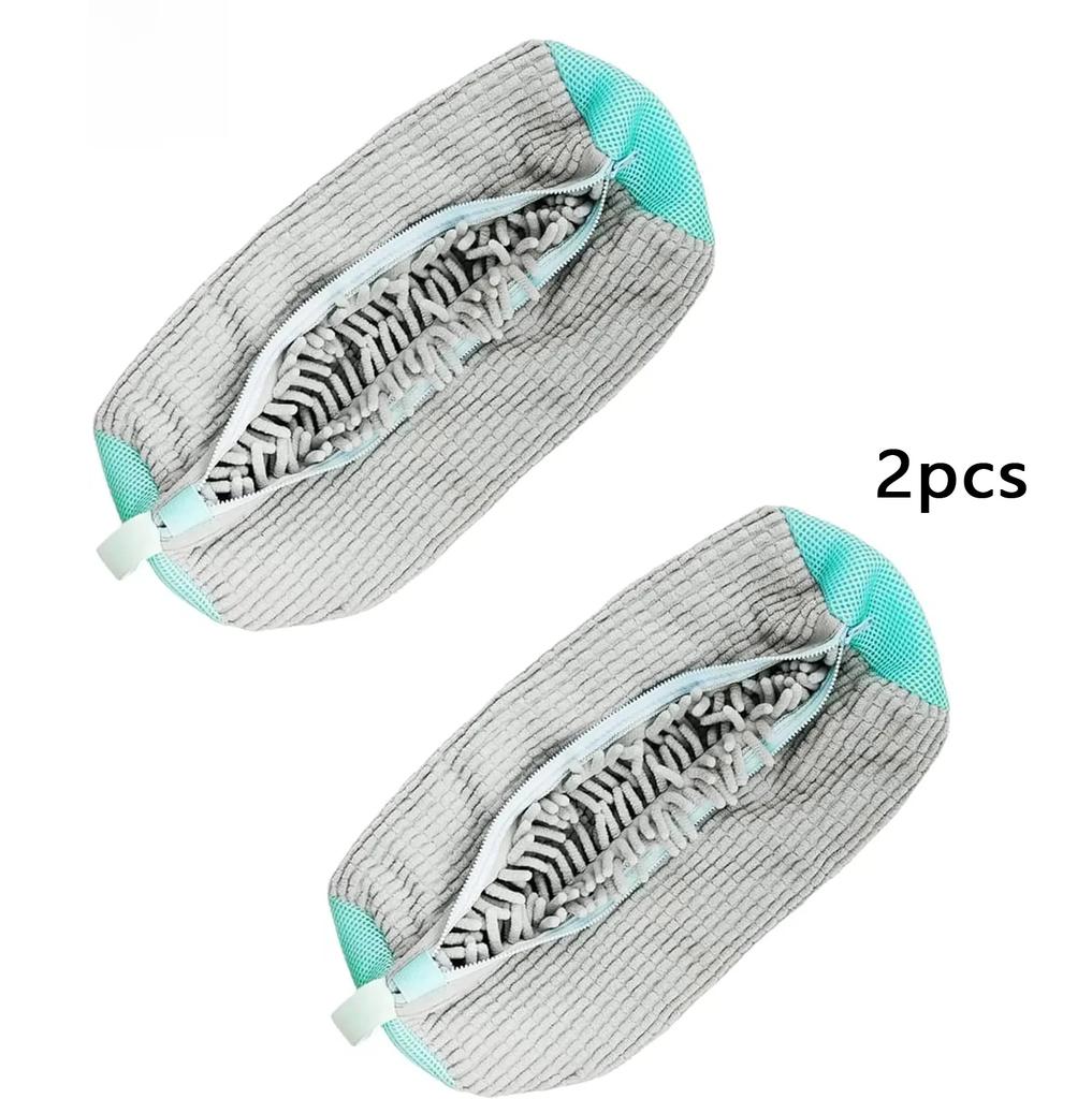 Fluffy Fiber 360° Surround Cleaning Shoe Washing Bag - Reusable Durable Machine-Washable Laundry Bag with Zipper Closure(1pc)