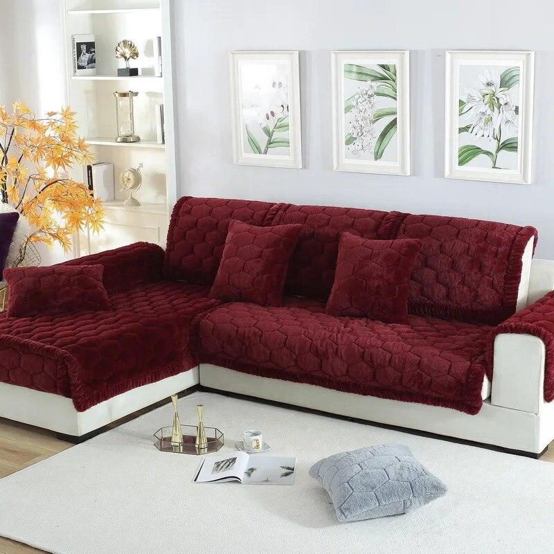 Kalınlaşma Sıcak Minderler Peluş Kanepe Kılıfı Kış Geniş Ağız L Şekli Yeni Kanepe Arkalığı Kolçaklar Kaymaz Oturma Odası Kanepe Kapakları