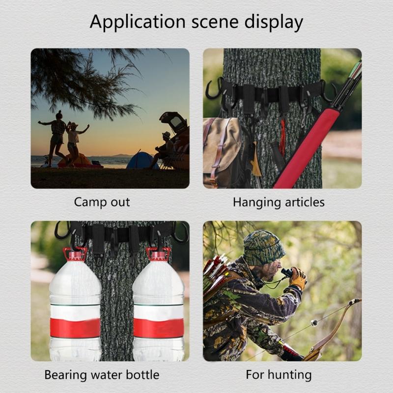 Treestand Strap Gear Hangers, Multiple Hook Accessory Holder Hunting Gears Tree Hangers for Hunting Equipment on Tree