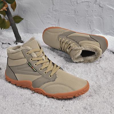 Mens Large Size Padded Cold Warm Thick Soles Lightweight Hiking Mountaineering Waterproof Non-slip Sports High-top Snow Boots Cotton Shoes
