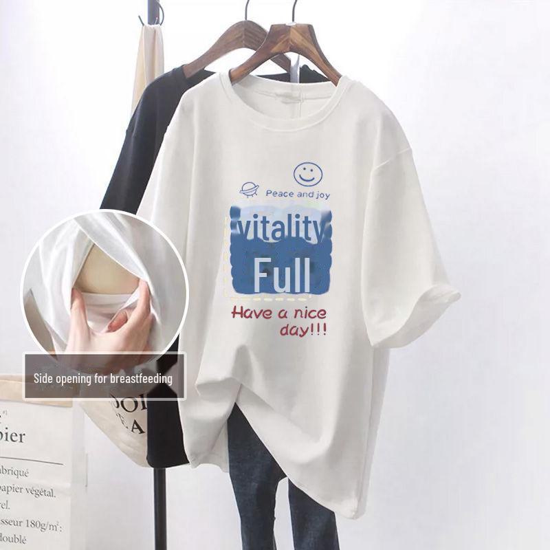 

Стильные топы для кормления: Футболки средней длины с короткими рукавами для жаркого лета мам, свободная и универсальная одежда для кормления грудью для ношения на открытом воздухе M