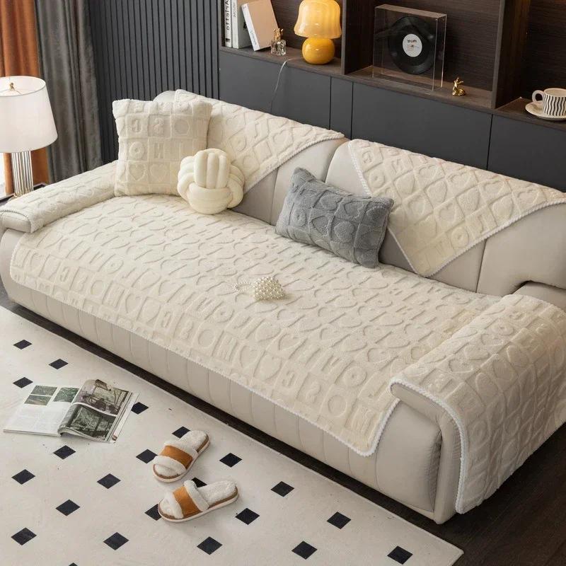 New Comfortable Cotton Plush Sofa Cushion Winter Anti-skid Thickened Seat Cushion  Selling Plush Leather Sofa Covers Mat