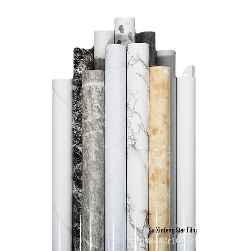 Enhanced Marble-Style Self-Adhesive Kitchen Sticker: Oil-Proof, Waterproof, High-Temperature Resistant Counter and Wall Covering.