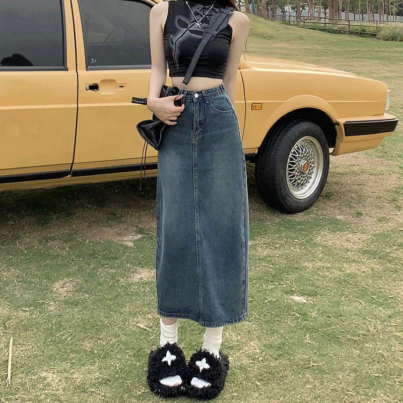 High-Waisted A-Line Denim Skirt for Women - Summer 2024 Thin Style 
