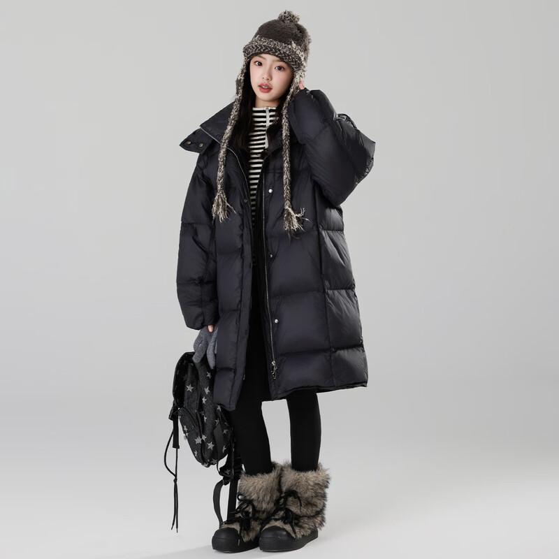 

Flower Field Girls Winter Hooded Cloud Puff Long Down Jacket 160