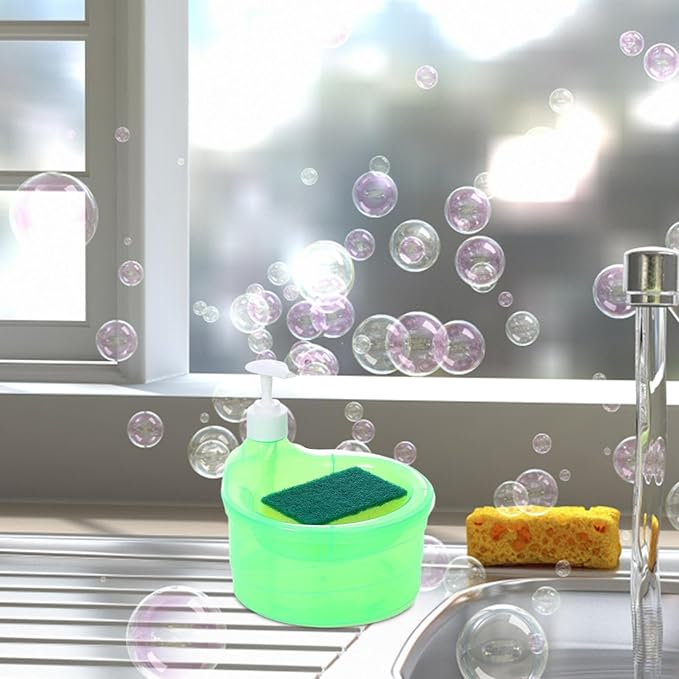 Geschirrspülseifenspender, 2-in-1 Arbeitsplatten-Geschirrspülseifenspender, Küchenseifenspender mit Schwamm
