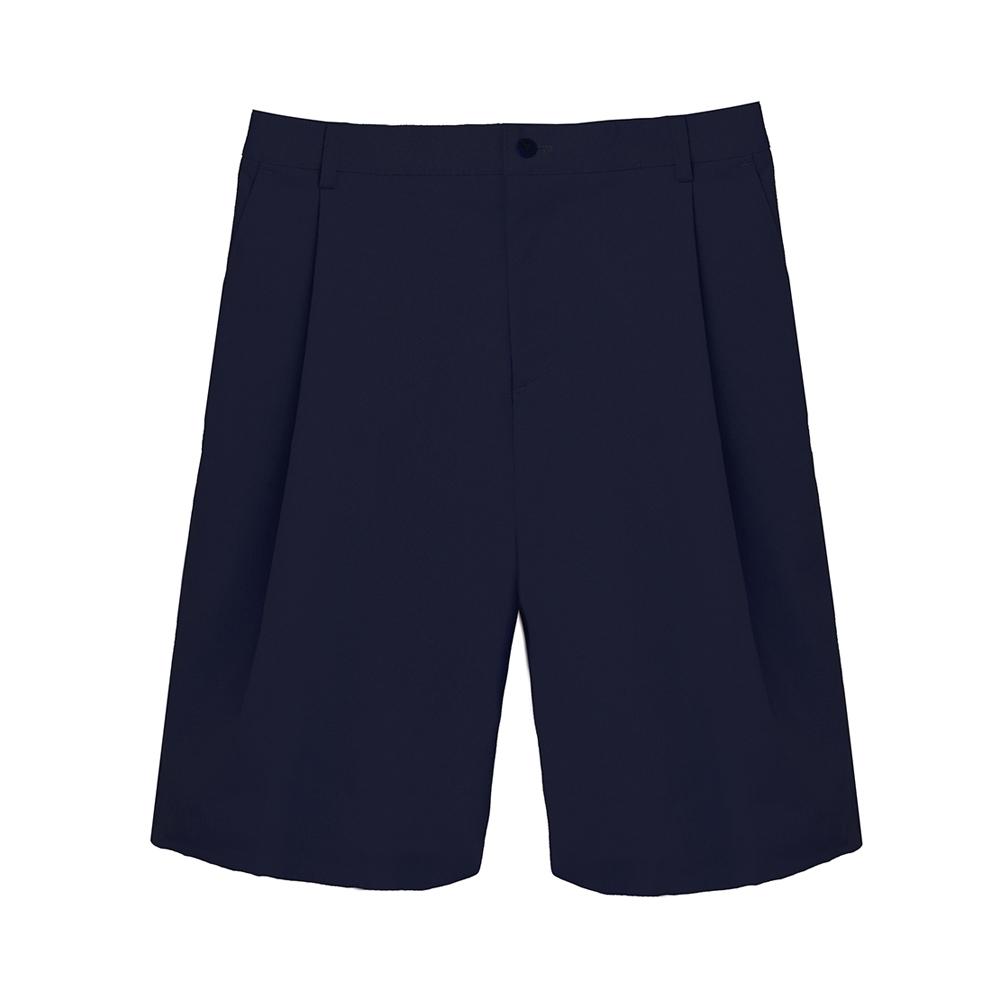 Arrayed Wide One-Pleat Elastic Half Chino Pants [Black]