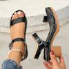 Fashion Braided Chunky Heeled Sandals for Women 2025 Summer Ankle Strap Platform Sandles Woman Casual Weaving Gladiator Sandalias Mujer