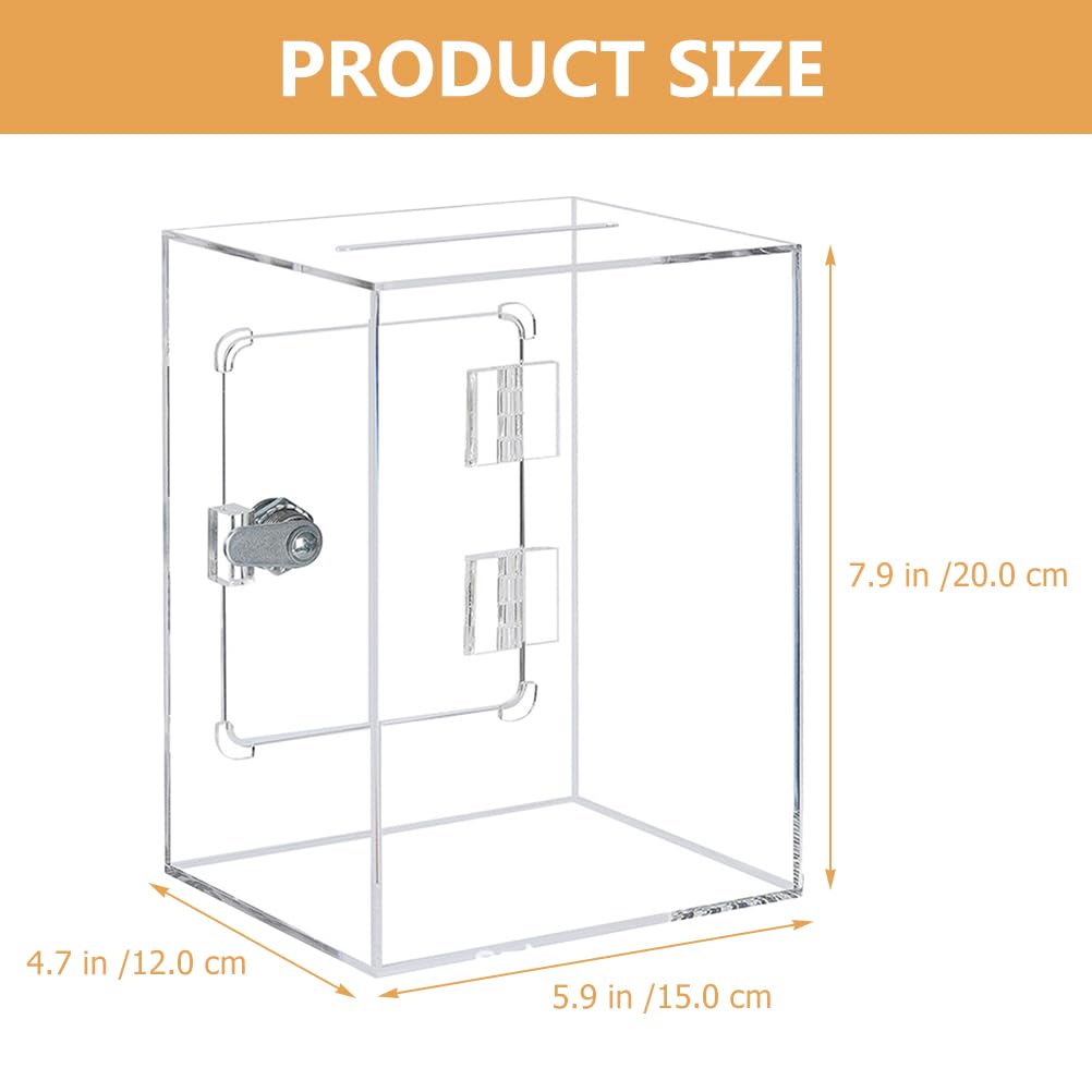 DOITOOL Donation Box with Ballot Piggy Donation Charity with Piggy Large Money Acrylic Piggy Bank Lock, Acrylic, Large, Transparent, Box, Bank, Box,