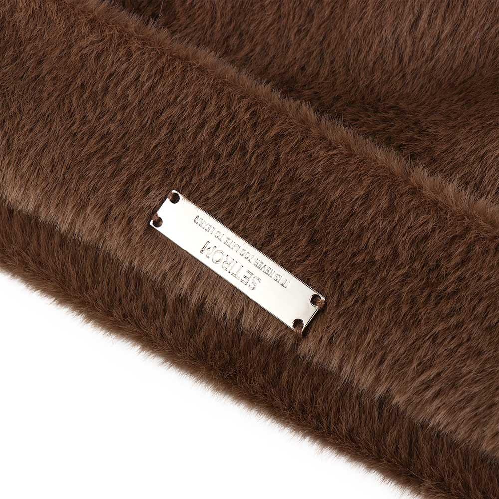 Letter Knitted Cap Fluffy Winter Plush Hat Personality Cat Ears Hat Female/Girls