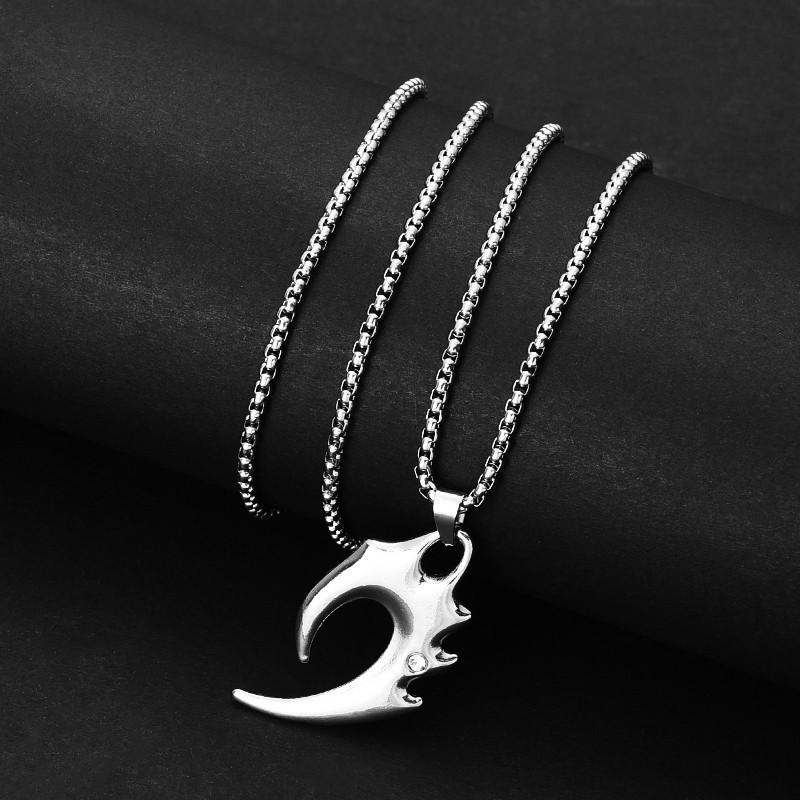 European and American Personalized Hip-hop Titanium Steel Necklace Men, Trendy Brand Simple Pendant Long Sweater Chain Accessories Women